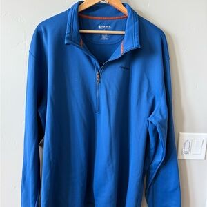 Simms Royal Blue Quarter-Zip Pullover with Orange Trim